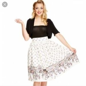 Lindy Bop skirt Praia in Boutique border print L